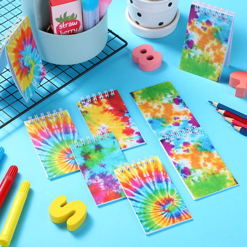 24 Pcs Mini Tie Dye Notebooks Pastel Art Party Small Notepads Tie Dye Spiral Pocket Notebook Party Hippie Mini Notepad for Kids Teacher Classroom ...
