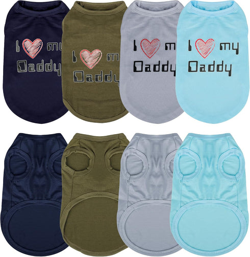 Expressive Pet Vest: 4PCS Sleeveless Dog Shirt with 'I Love My Daddy' Slogan, Ideal for Chihuahuas, Poodles, Yorkies, and More - Adorable Design, ...