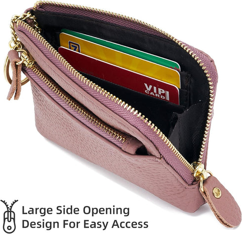 Women Leather Coin Purse,Large Opening For Easy Access,With Wrist Strap(Purple)...