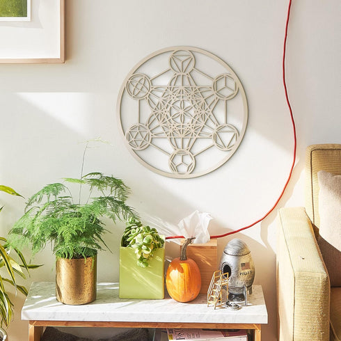Fourth Level MFG 12" Platonic Solids, Sacred Geometry Wood Wall Art, Universe Elements Symbol, Zen Home Decoration for Yoga and Meditation, Good E...