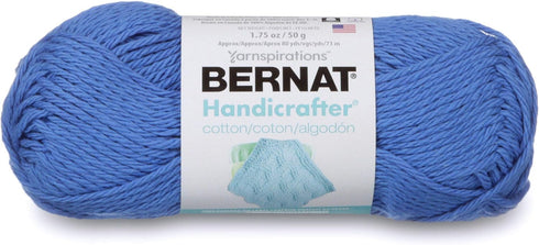 Bernat Handicrafter Cotton Solids Yarn, 1.75 oz, Gauge 4 Medium, 100% Cotton, Blueberry...