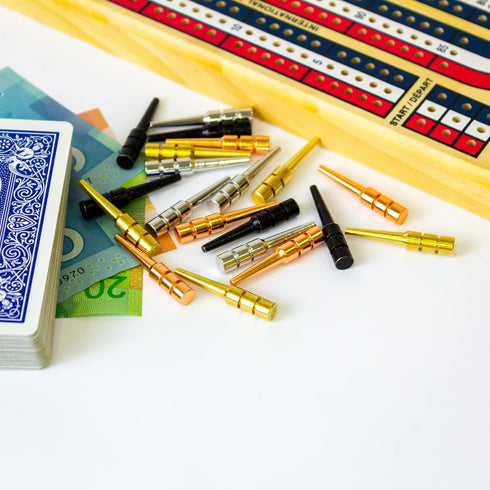 Metal Cribbage Pegs for Cribbage Board Game. Work with Regular Peg Board 1/8 Hole Size Like Bicycle Board Games. Pack of 8 Crib pegs....