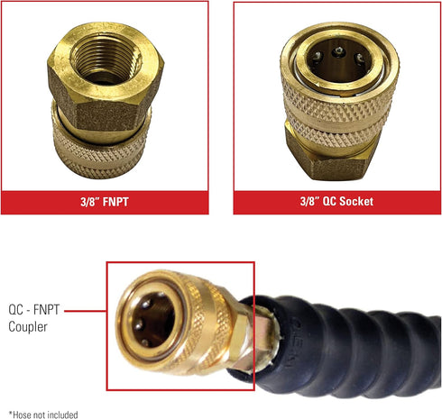 Simpson Cleaning 7100019 Replacement QC Socket for Pressure Washer Hoses Up to 4500 PSI, Brass, 3/8-Inch FNPT, Gold...