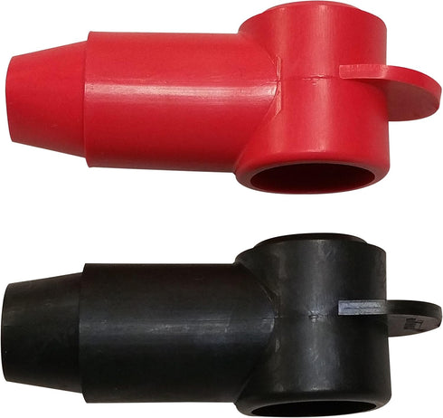 (Red & Black) 3/8" Stud Terminal Cover - Electrical Battery Connection Insulator (2 Pack)...