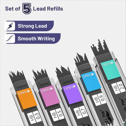 Mr. Pen- Pastel Mechanical Pencil Set with Lead and Eraser Refills, 5 Sizes, 0.3, 0.5, 0.7, 0.9, 2mm, Mechanical Pencils for Drawing and Sketching...