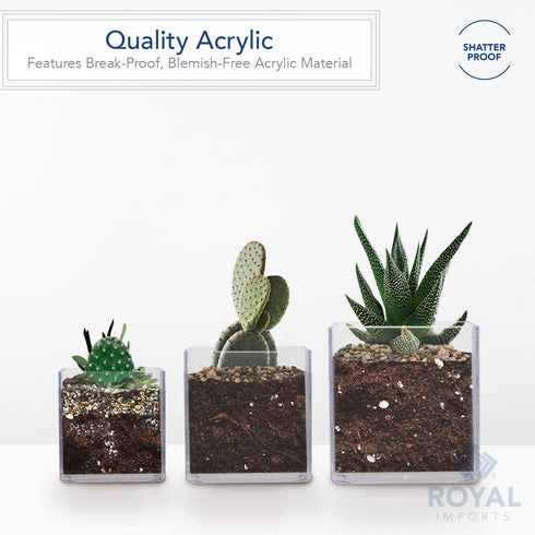 Royal Imports Flower Acrylic Vases Cubes, Decorative Centerpiece for Home or Wedding, Non Breakable Plastic, 5x5 - Clear...