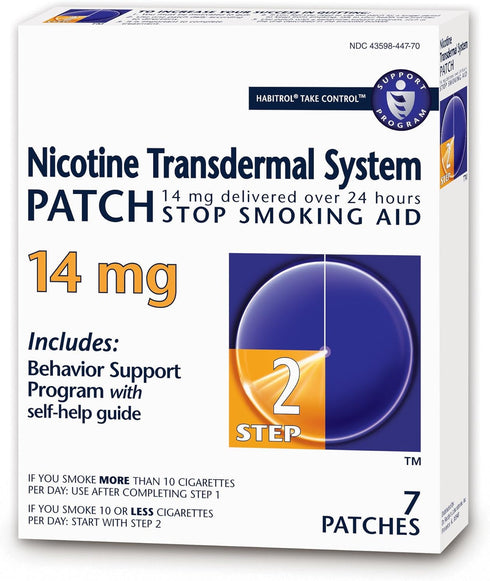 Habitrol Nicotine Transdermal System Patch | Stop Smoking Aid | Step 2 (14 mg) | 7 Patches (1 Week Kit)...