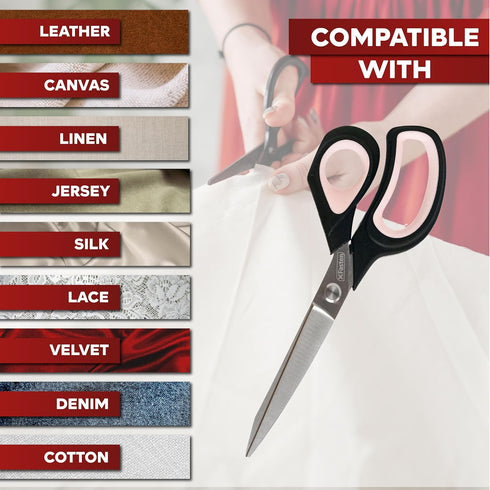 XFasten Sewing Scissors for Fabric Cutting Pink 9.5 Inch Professional Fabric Scissors Sewing | Heavy duty and Large...
