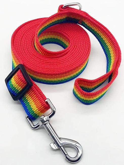 Adjustable Nylon Dog Leash, 6FT/10 FT Long Dog Leashes for Small Medium Large Dogs (1 in x 10 ft, Rainbow)...