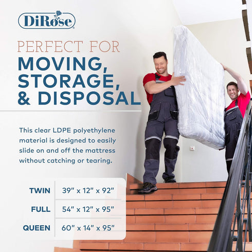 Mattress Storage Bag - Full Size Thick Plastic Moving Cover, Transport, Disposal and Protector - 3 mil Heavy Duty Reusable Clear Waterproof Mattre...