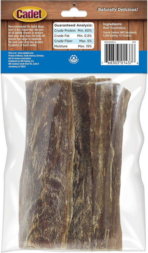 Cadet 100% Beef Strips Dog Treats - Long-Lasting, Healthy & Natural Beef Esophagus Treats for Small & Large Dogs - Low Calorie & High Protein Dog ...