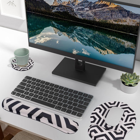 Mouse Pad Wrist Support Keyboard Wrist Rest, Ergonomic Mouse Pad with Non-Slip Base for Computer Office Home+Cup Coasters, Easy Typing & Pain Reli...