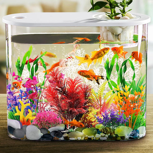 Aquarium Decorations Plants with Resin Coral, 12 pcs Fish Tank Accessories, Fish Tank Decorations Small Plants Plastic, Aquarium Decor Artificial ...