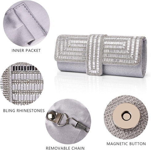 Labair Evening Bag and Clutches for Women Crystal Bag Sparkly Clutch Purse with Rhinestones Wedding Party formal Handbag....