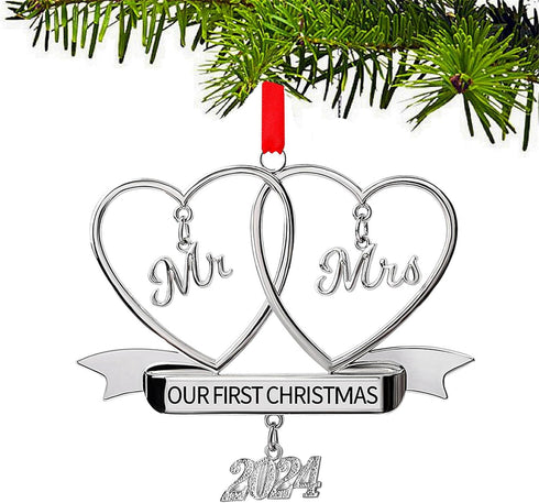 JUPPE Bridal Shower Gifts, Our First Christmas As Mr & Mrs Ornament 2024, Mr & Mrs Newlywed Just Married Christmas Tree Decor Newly Wedding Gifts ...