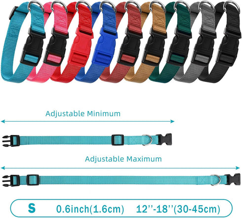 9 Pieces Adjustable Dog Collar for Medium Dogs, Soft Nylon Dog Collar with Quick Release Buckle Collar Bulk for Dogs Walking Running Training (Ret...