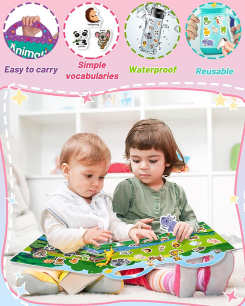 Oomloid Reusable Animal Sticker Book for Kids Toddlers 2-4 Years, Preschool Learning Activities Waterproof Sticker Books for Teens Girls Boys...