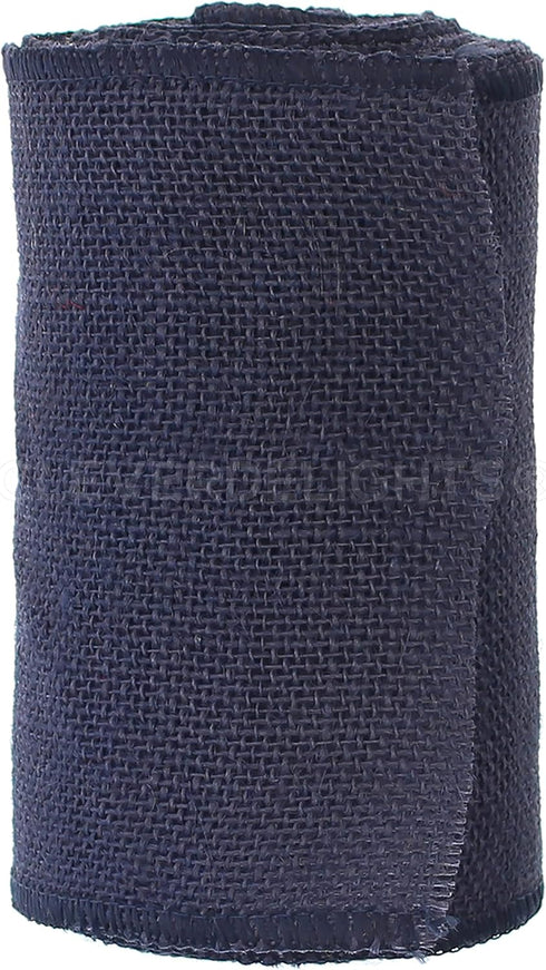 CleverDelights 6" Navy Burlap Ribbon - Wired Edges - 10 Yards - Jute Burlap Fabric...