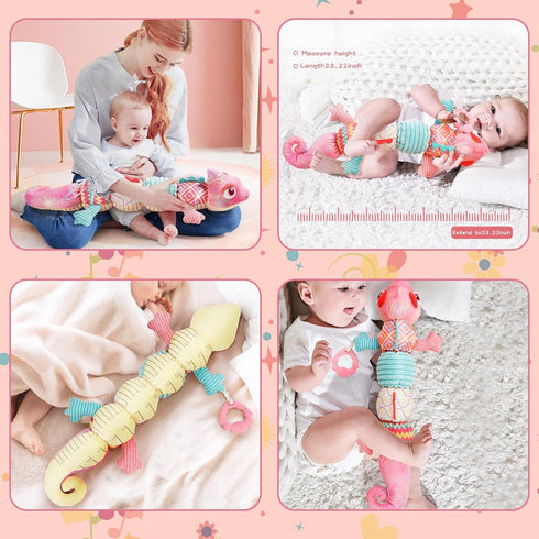 Snap Baby Toys 0 to 12 Months Plush Toy Musical Stuffed Animal Infant Sensory Toy Tummy Time Newborn 0-3-6-12 Months Gift...