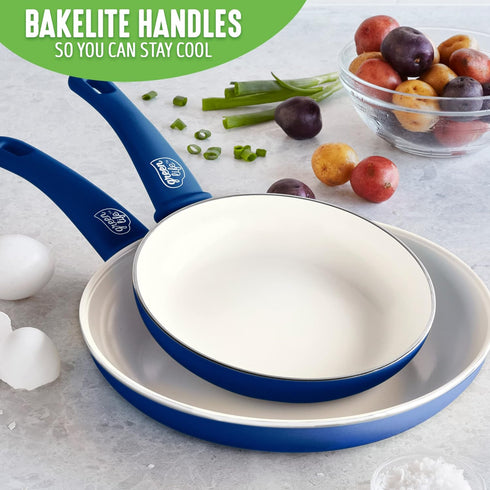 GreenLife Non Stick Fry Pan Set (7" & 10"), Non-Toxic PFAS-Free Ceramic Skillets, Dishwasher & Oven Safe, Egg Omelet Frying Pans, Stay- Cool Handl...
