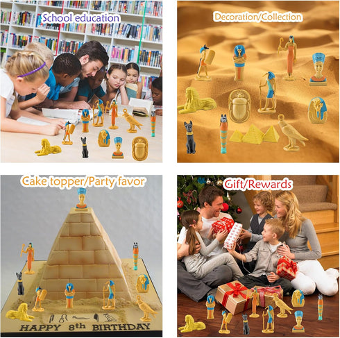 Ancient Egypt Toys Egyptian Toys for Kids Miniature Egyptian Figurines Set Pyramid Mummy Egyptian Toys Egyptian Party Decorations Supplies Birthda...