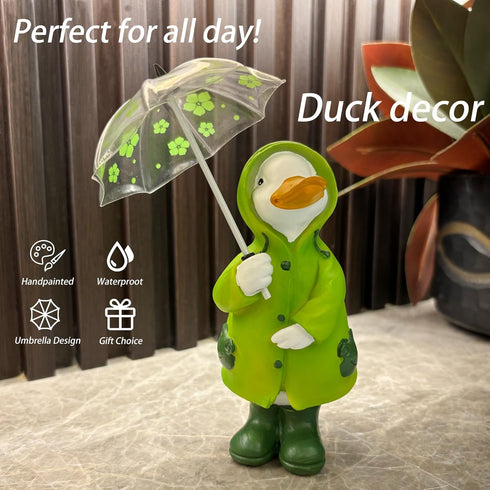 Duck Statue for Holding Umbrella Home Decor Resin Sculptured Hand Painted Figurine Creative Craft Cute Decoration Gift for Kids Womens Decorative ...
