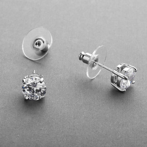 Mariell Cubic Zirconia Crystal Stud Earrings, 2 Carat Round CZ Solitaire, Imitation Diamond Earrings....