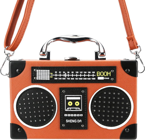 Vintage Radio Shaped Bag,PU Elegant Evening Crossbody Handbag for Women...