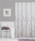 Zenna Home Sylvia Printed Faux Silk Fabric Shower Curtain, Machine Washable with Button Hole Header, Semi-Sheer Polyester Fabric Shower Curtain fo...