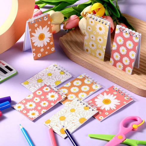 24 Pcs Groovy Hippie Notebook Groovy Retro Hippie Boho Spiral Mini Notepad Groovy Party Pocket Notebook for Kid Hippie Boho Groovy Daisy Flower Bi...
