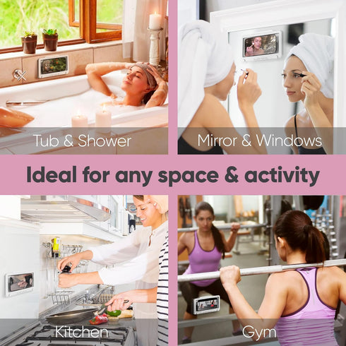 Pink Marine Waterproof Shower Phone Holder Wall Mounted Bathroom Shower Water Resistant Full Rotating Phone Case for iPhone 14 13 12 11 Pro Max An...