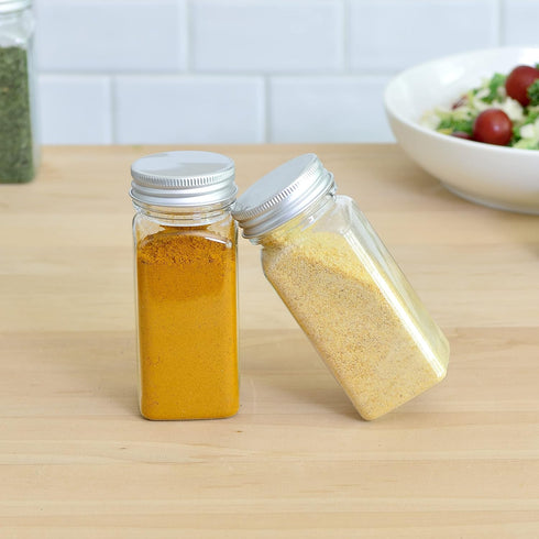 Youngever 12 Pack 5 Ounce Plastic Spice Jars, Clear Spice Containers with Shaker Tops, Square Spice Bottles...