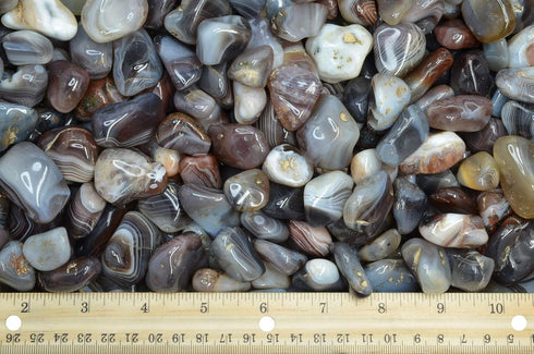 Fantasia Materials: 1/2 lb Tumbled Grey Botswana Agate Stones from Africa - 1" to 1.25" avg. (Size #7)...