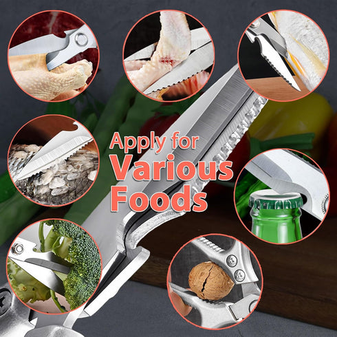 Kitchen Scissors for Food,Heavy Duty Kitchen Shears Dishwasher Safe,Sharp Cutting for Meat Chicken Bone Fish Poultry Spatchcock Turkey Vegetable (...