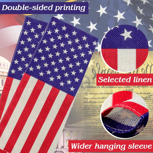 American Garden Flag USA Garden Flag Yard American Flag Thick Weatherproof Burlap US Stars and Stripes Patriotic US Garden Flag Decor for Outdoor ...
