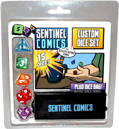 Greater Than Games | Sentinel Comics: Dice Set | Tabletop Role Playing Game Accessory | Superhero Storytelling | includes 5 Custom Dice and Bag...