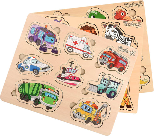 Puzzles for 1 2 3 year old. Ideal transport Wooden Puzzles for Kids. Travel Wooden Toys for 1 + year old. Wooden baby puzzle ideal as a gift. Mont...