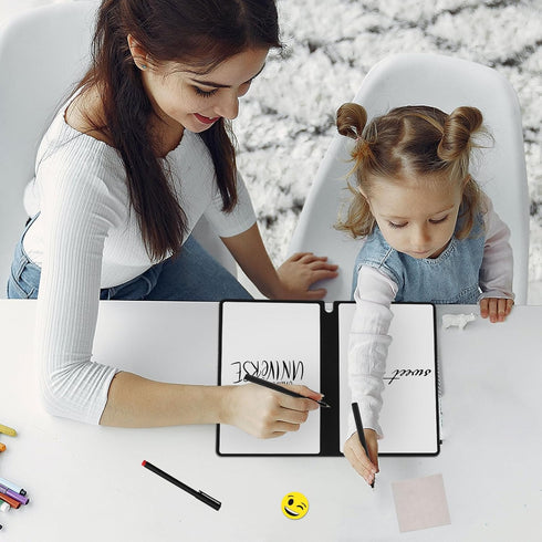 Portable A5 Dry Erase Notebook, 9.4x6.5 Inch Reusable Dry Erase Notebook White Board Dry Erase Erasable Notebook for Business Home Office (Dark Gr...