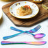 LIANYU 12-Piece Rainbow Kids Silverware Set, Stainless Steel Toddler Utensils, Hammered Preschooler Metal Flatware Cutlery Set, Children Tableware...