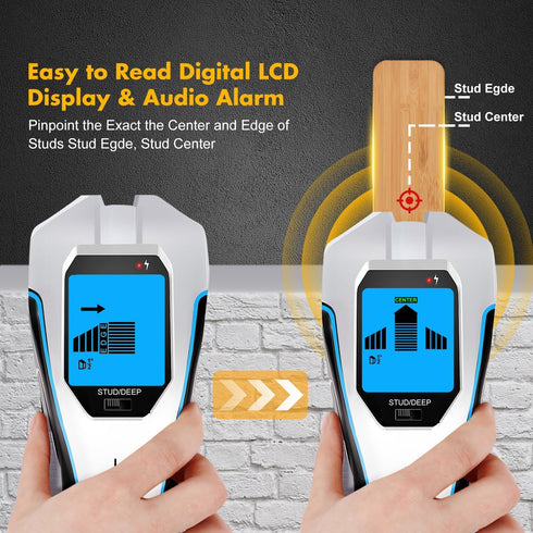 Stud Finder Wall Scanner - 5 in 1 Stud Finder Tool with Smart Microprocessor Chip HD LCD Display and Audio Alert, Stud Finder Beam Finder for Wood...