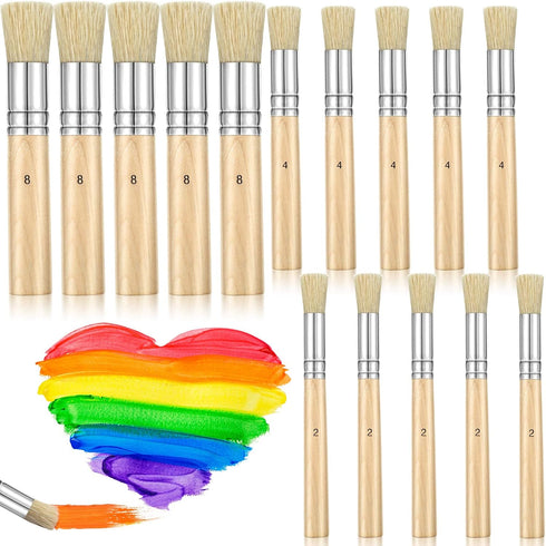 Wooden Stencil Brushes Natural Stencil Brushes Bristle Painting Brushes Wooden Handle Painting Stencil Brushes for Acrylic Oil Watercolor Painting...