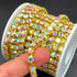 1 Roll 5 Yards Large Crystal Rhinestones Close Chain, 5mm SS24 Rhinstone Chain Trim, Sew on Crystal Claw Cup Chain Roll (Gold Base + Crystal AB, S...