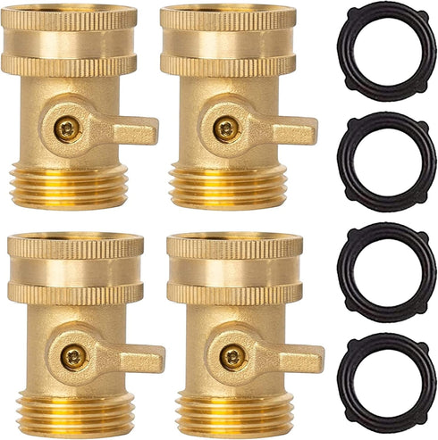 Xiny Tool Brass Garden Hose Shut Off Valve, Heavy Duty 3/4 Inch Solid Brass Garden Hose Shut Off Valve with 4 Extra Rubber Washers (4)...