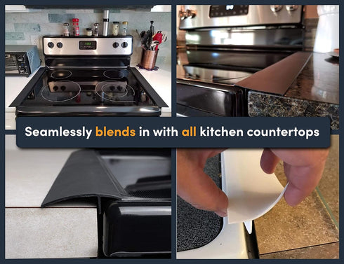 Linda’s Essentials Silicone Stove Gap Covers (2 Pack), Heat Resistant Oven Gap Filler Seals Gaps Between Stovetop and Counter, Easy to Clean Stove Gap Guard (21 Inches, White)