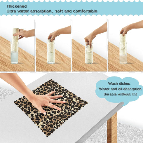 ALAZA Leopard Cheetah Prints Animal Kitchen Towels Dish Clothes for Drying Dishes Cleaning Washing Super Soft & Absorbent Nonstick Oil, 11x11 Inch...