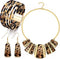 3 Pieces Leopard Necklace Earrings Bracelets Jewelry Set Women Bohemia Leopard Print Bib Chain Necklace Bracelet Print Jewelry Multi Layer PU Leat...