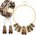 3 Pieces Leopard Necklace Earrings Bracelets Jewelry Set Women Bohemia Leopard Print Bib Chain Necklace Bracelet Print Jewelry Multi Layer PU Leat...
