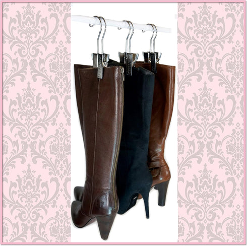 The Boot Hanger - Shoe Storage Space Saver (Set of 3); Boot Hanger, Boot Holder, Boot Clips (Silver)...