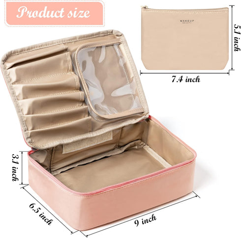 Preppy Patch SKIN Makeup Bag Large Capacity Travel Toiletry Bag with Brush Bags Cosmetic Bag Makeup Case Multifunction Organizer Make Up Bag Reusa...