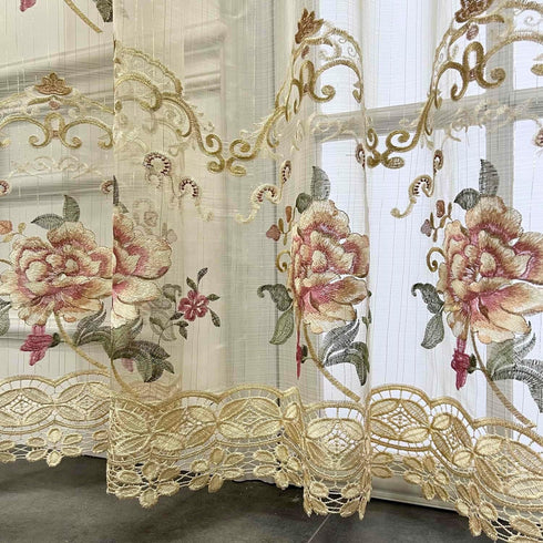 Luxury Embroidered Sheer Curtain for Living Room 84 inch Length Custom Romantic Elegant Luxurious Delicate Embroidery Drape Window Dressing Sheer ...